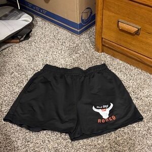 Target Men’s Black Athletic Shorts with White Bull and Red 'Rodeo' Print